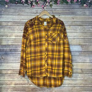 Terra & Sky Ochre Harvest Plaid Button Down Shirt